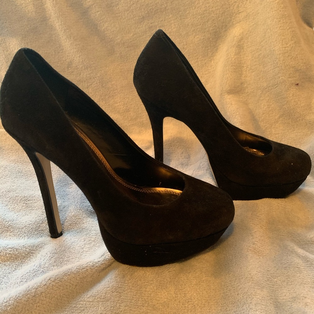 Size 7 bakers black suede platform pumps